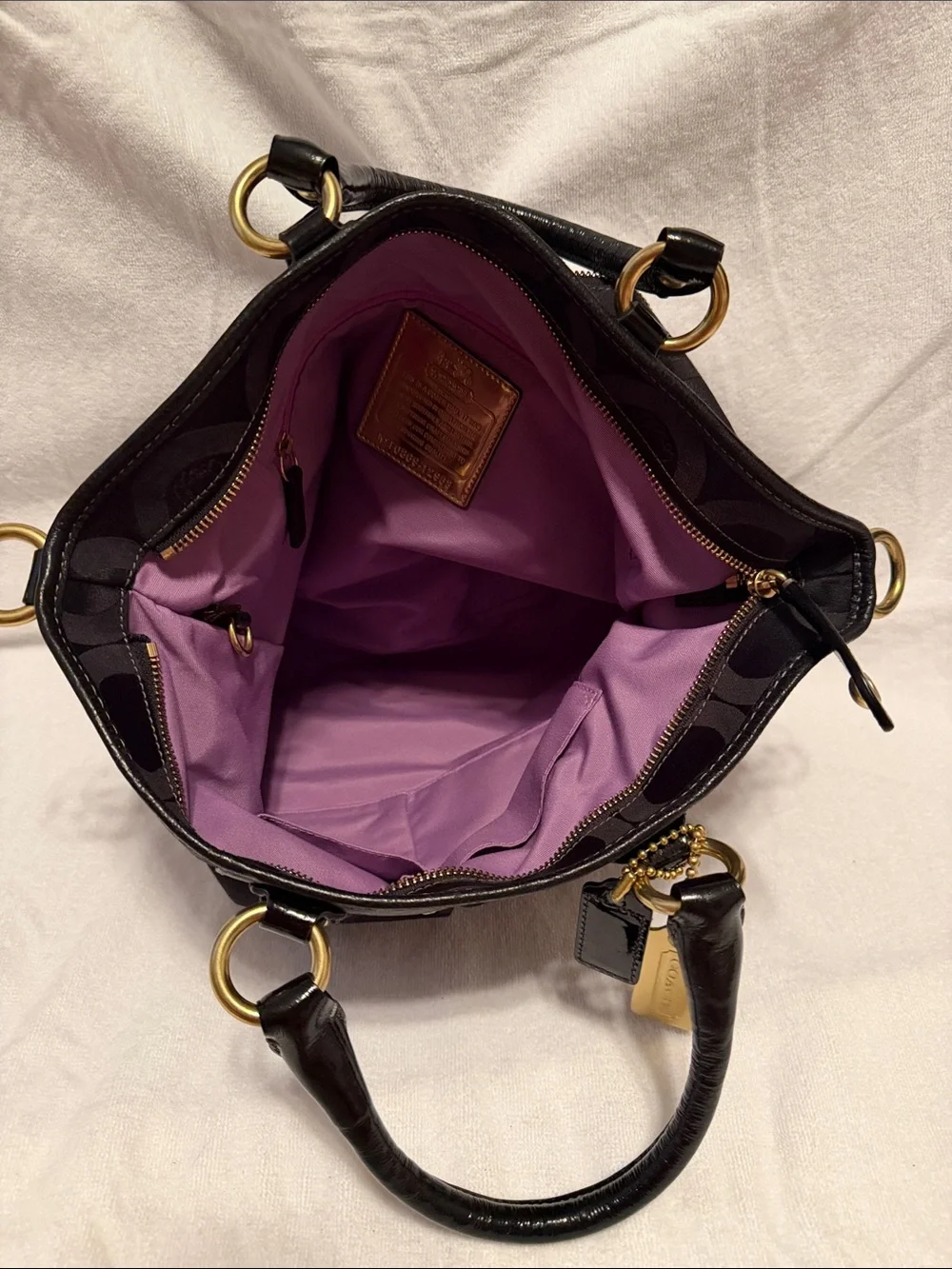 Coach Black Signature Tote with Gold Hardware